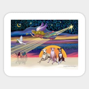 Three Whippets and a Christmas Angel Sticker